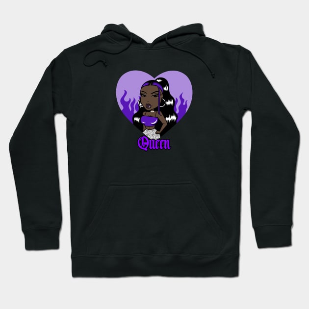 Queen Doll girl Purple-Heart V1 Hoodie by Just In Tee Shirts